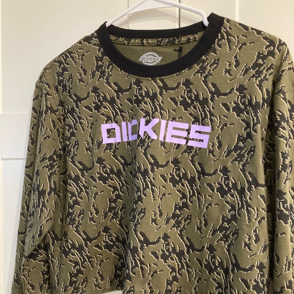 Dickies Mens Tiger Camo Long Sleeve T-Shirt Green Purple Logo FLR63MPE Size M